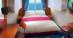 Pride of America cruise ship Oceanview Stateroom with two beds, sitting area